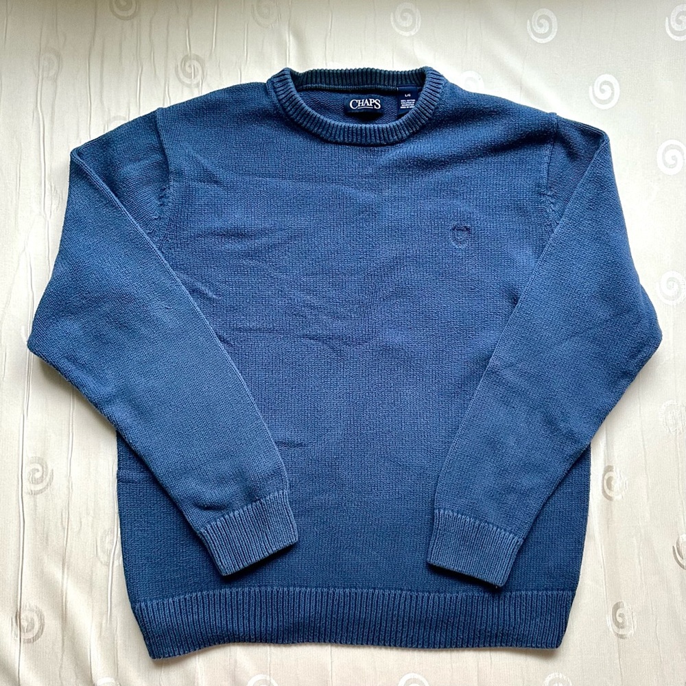 Vintage blue chaps polo Ralph Lauren knit sweater size Large